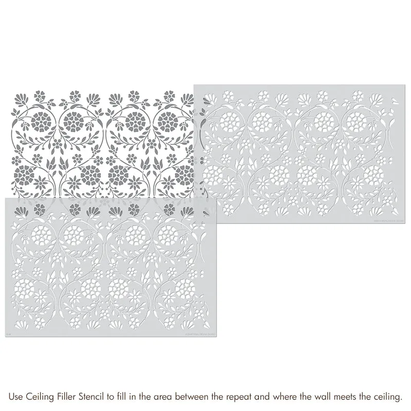 Garden Trellis Floral Wall Stencil