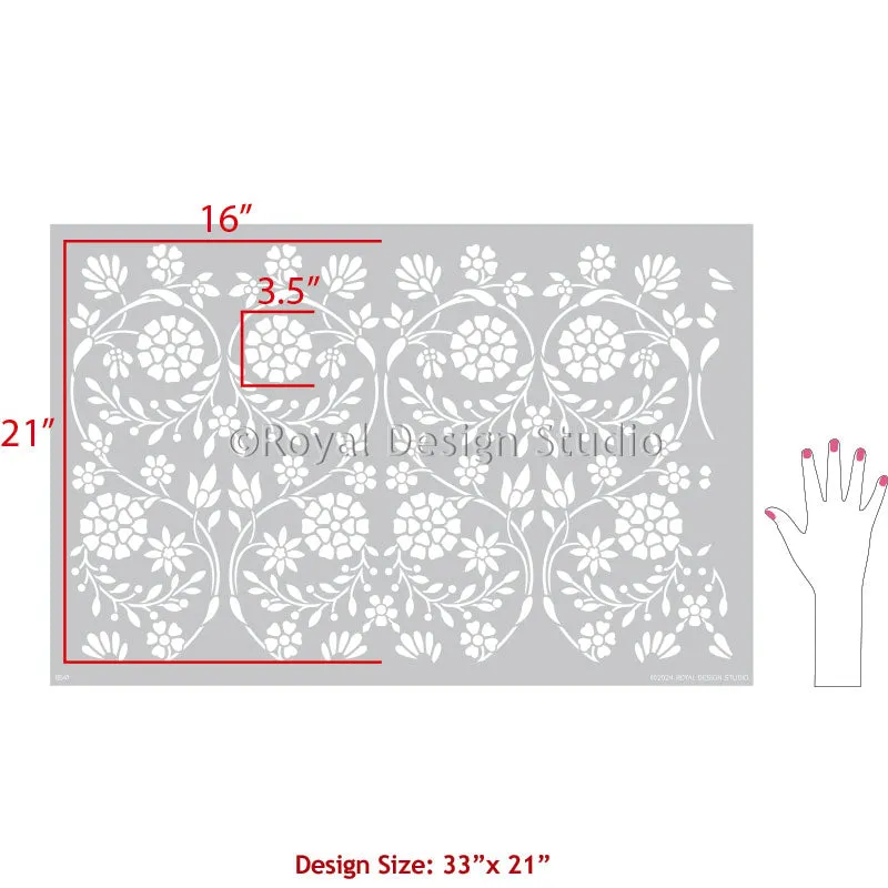 Garden Trellis Floral Wall Stencil