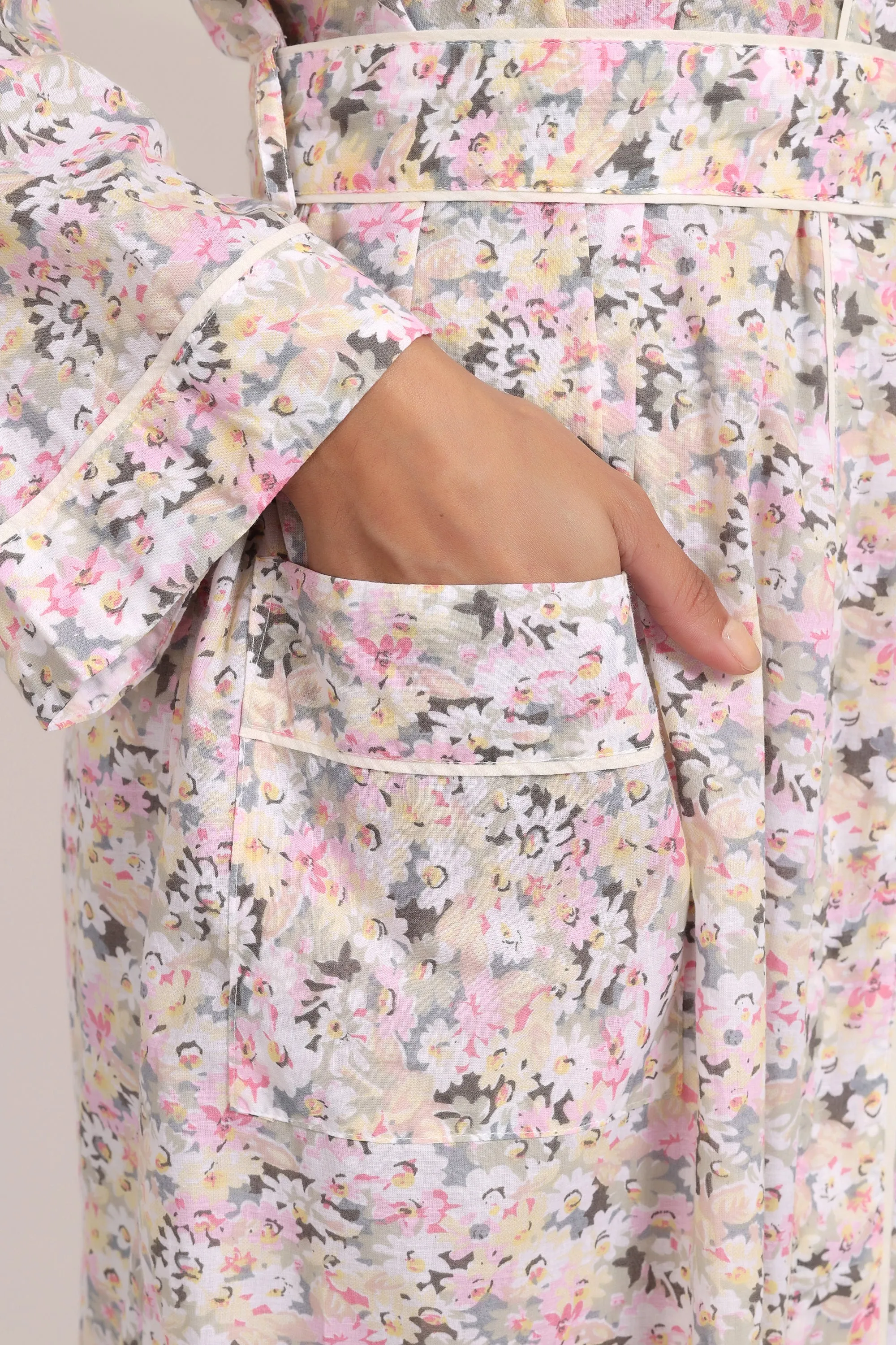 Gatsby Robe Sage/Pink Floral