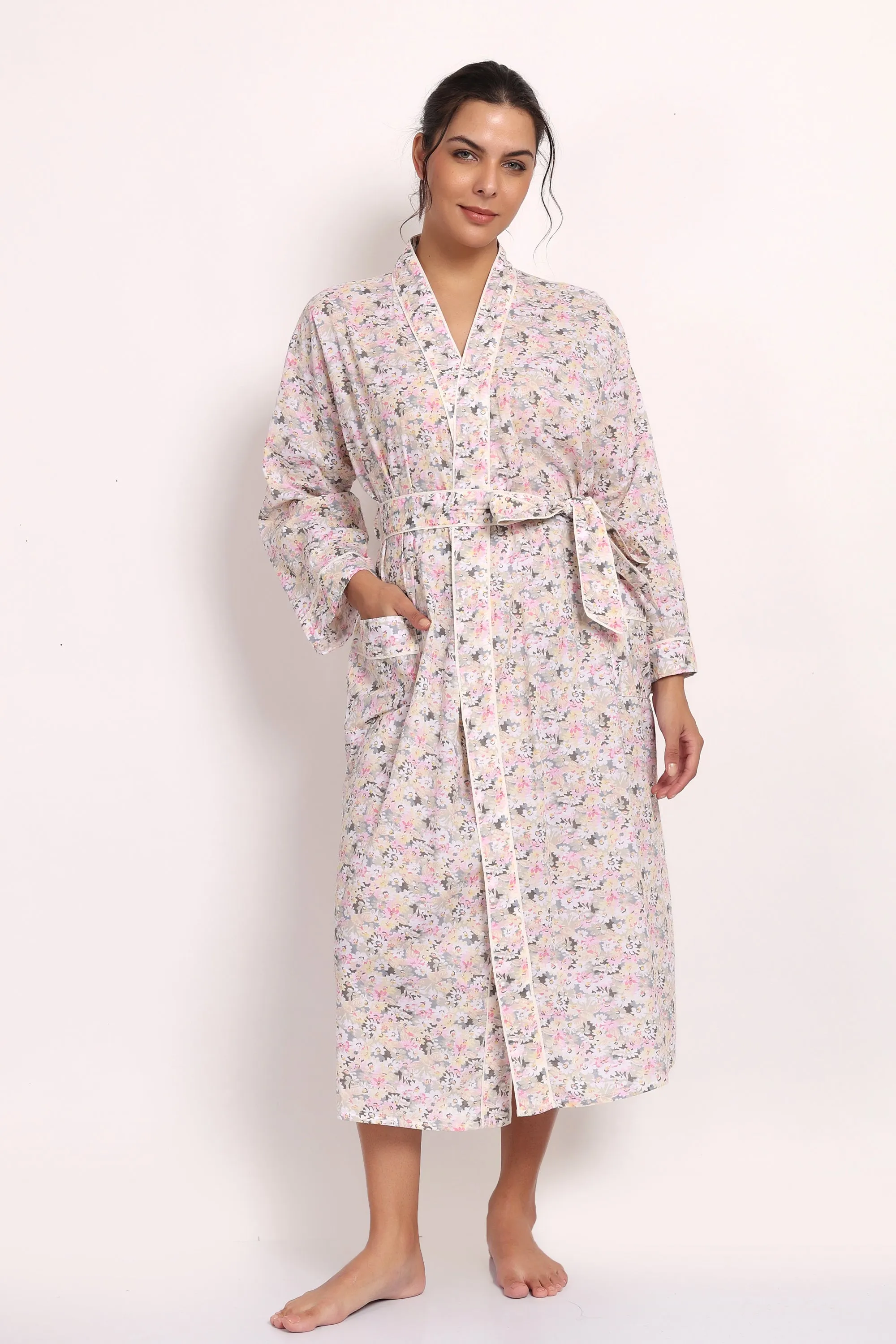 Gatsby Robe Sage/Pink Floral