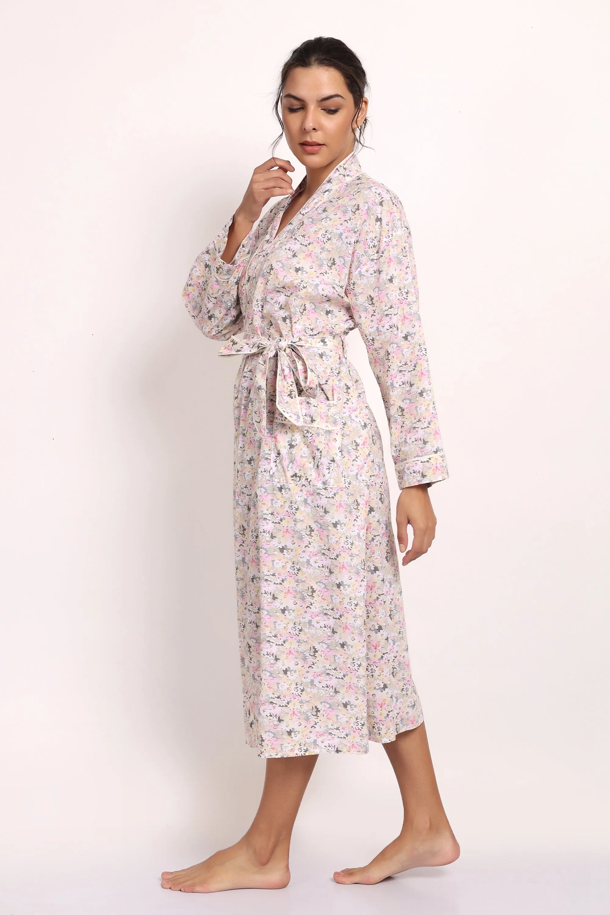 Gatsby Robe Sage/Pink Floral