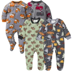 Gerber® 4-Pack Baby Boys Trucks & Animals Fleece Pajamas