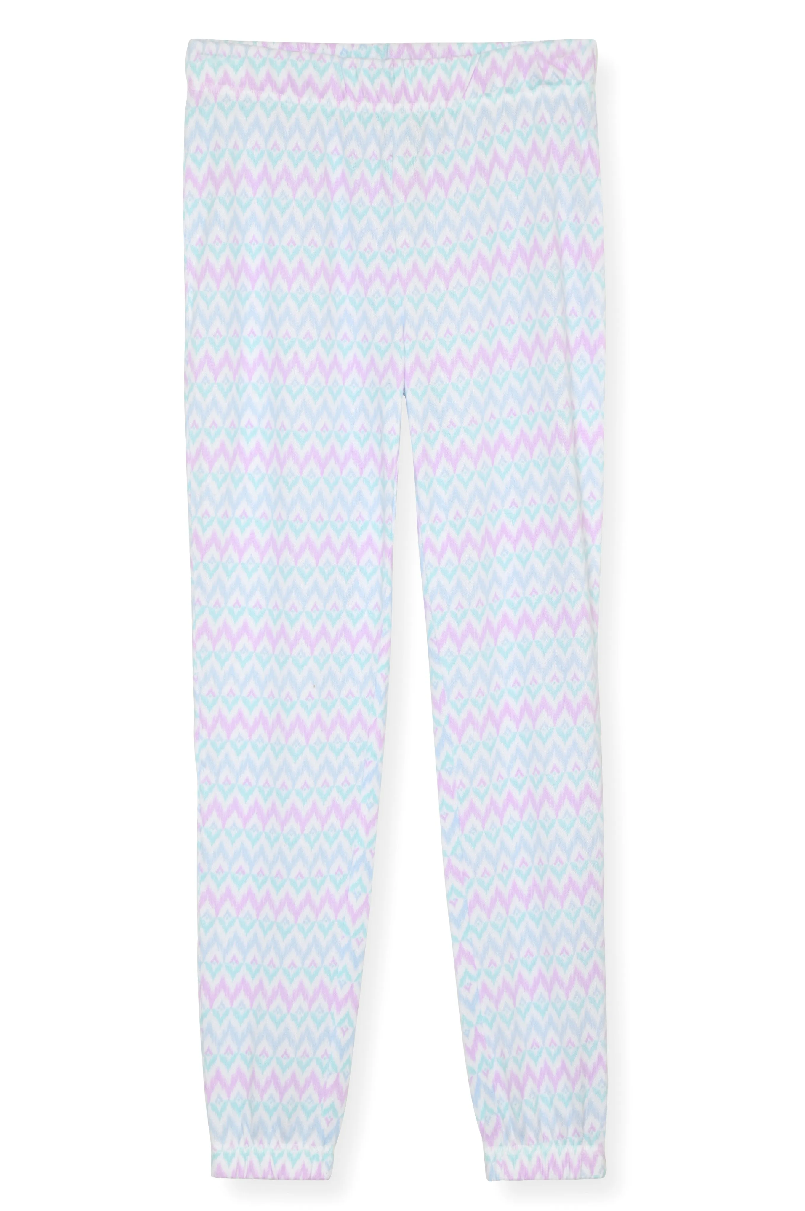 Girls 2-Piece Hacci Pajama Set- Chevron, Multicolored Pajama Set for Girls with Matching Scrunchie