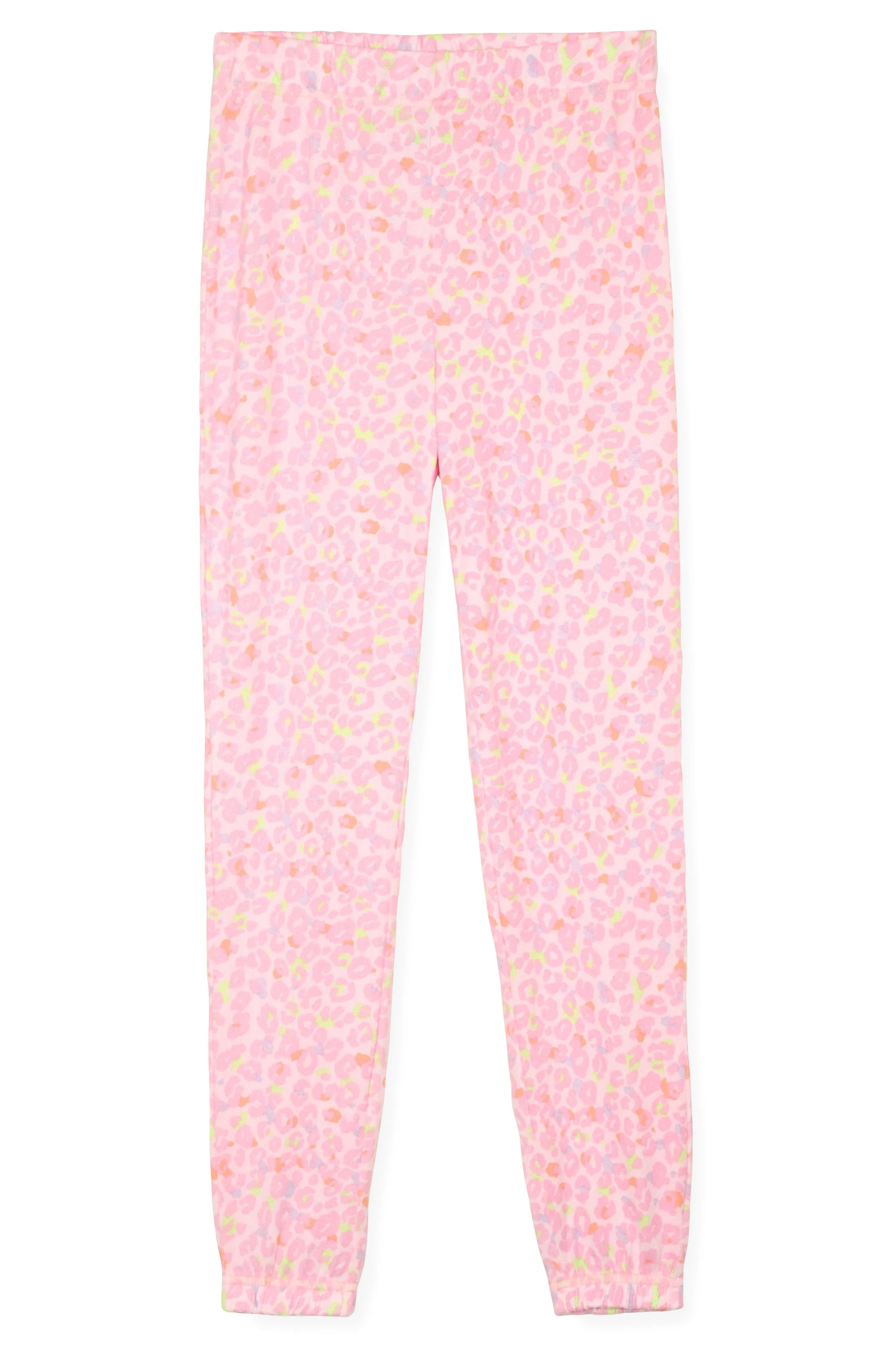 Girls 2-Piece Hacci Pajama Set- Leopard, Pink Pajama Set for Girls with Matching Scrunchie