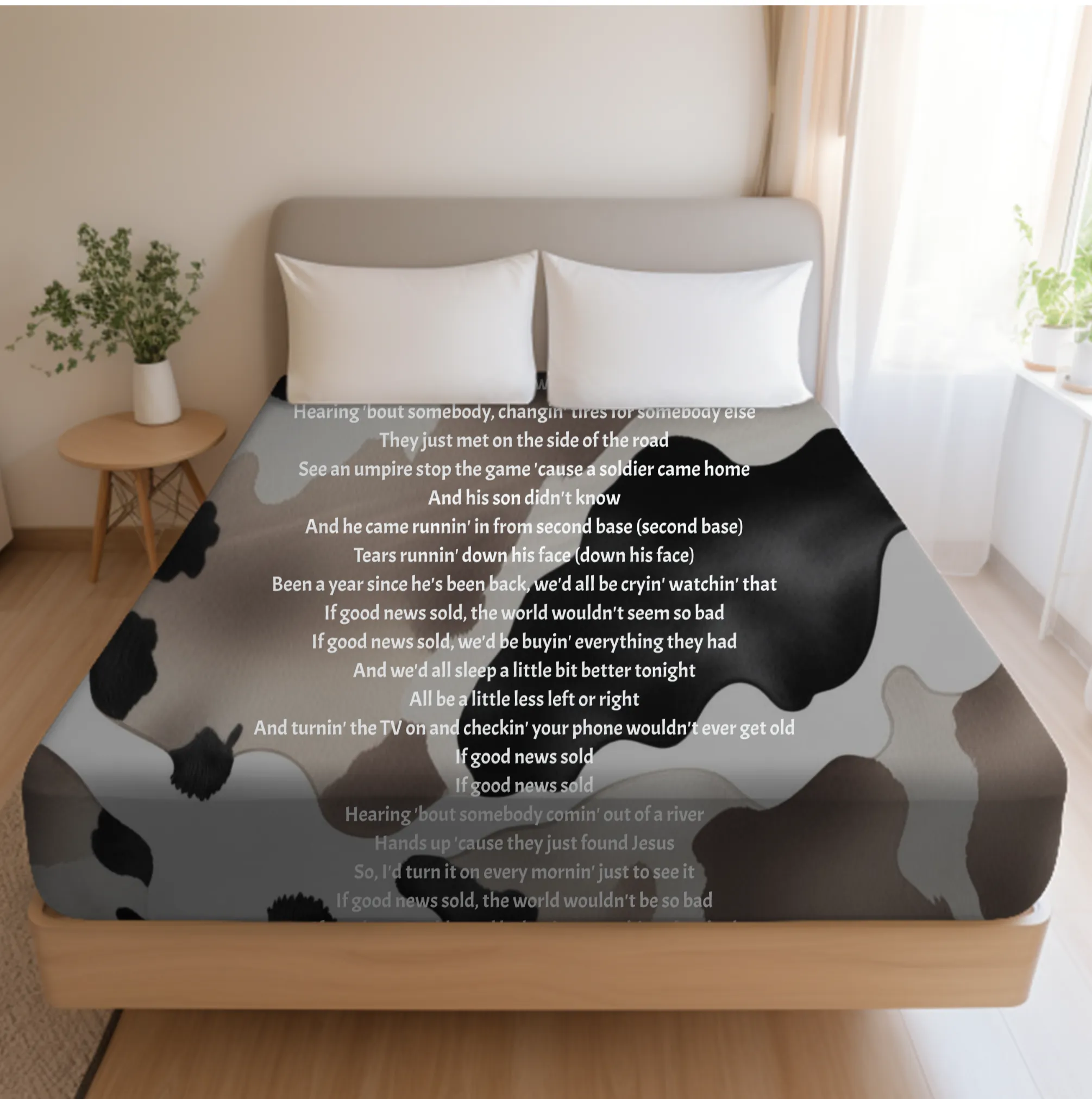 Good News Sold Lyric Velveteen Plush Blanket, Fan Blanket, Throw Rug, Display Blanket, Country Music Lyric Blanket, Lyric blanket