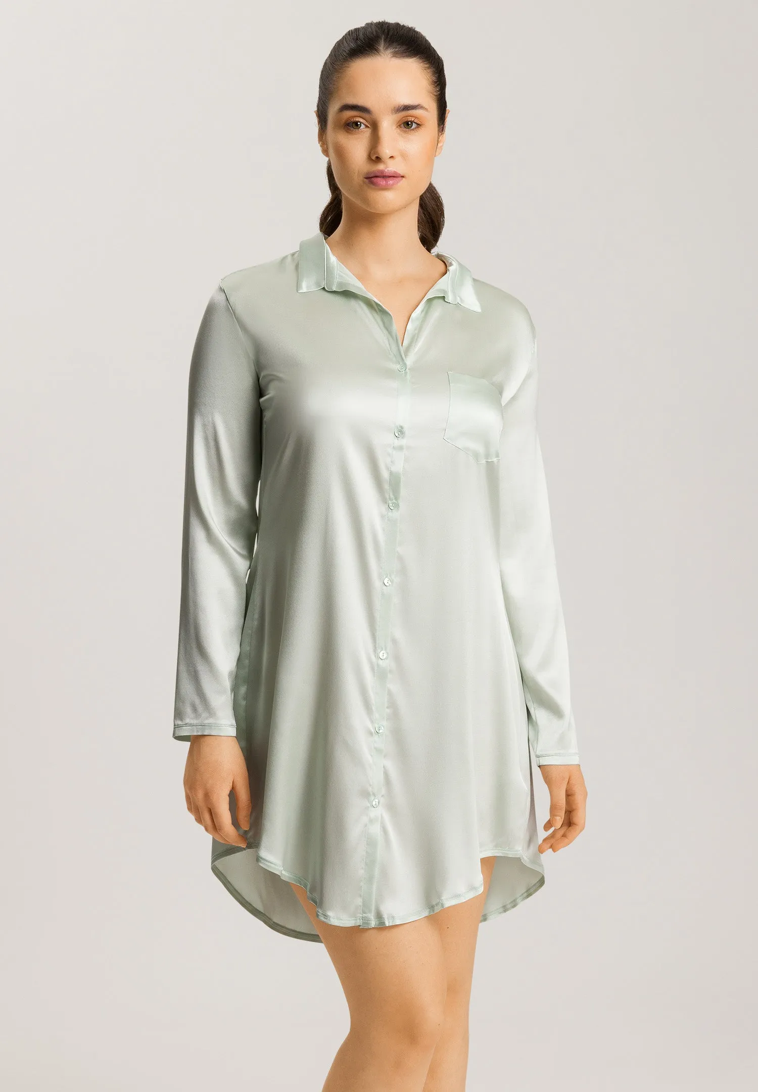 Grand Central Boyfriend Silk Sleepshirt | White Sage 74830-2737