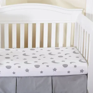 Gray/White Chevron & Moon Stars 2 Pack Crib Sheet Set