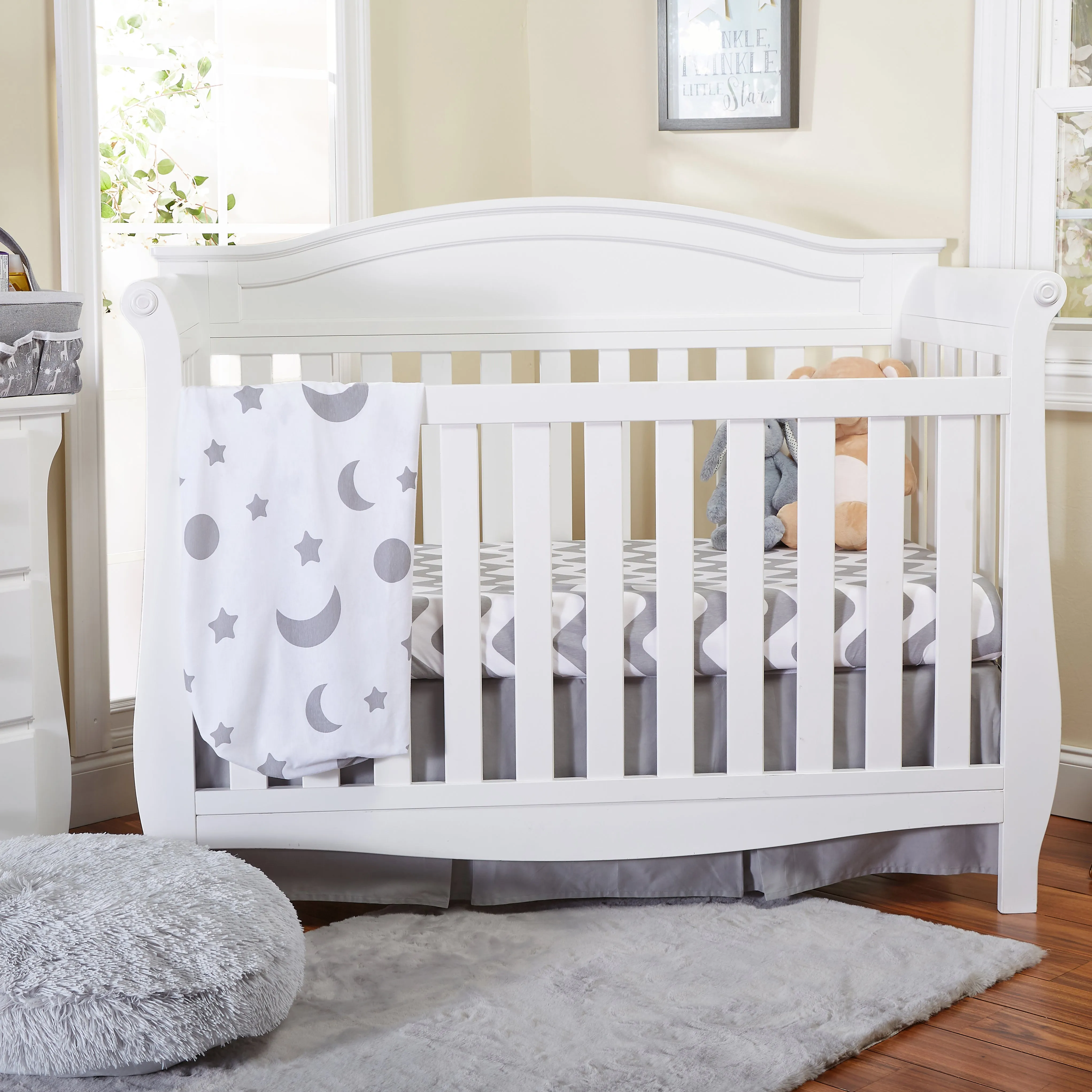 Gray/White Chevron & Moon Stars 2 Pack Crib Sheet Set