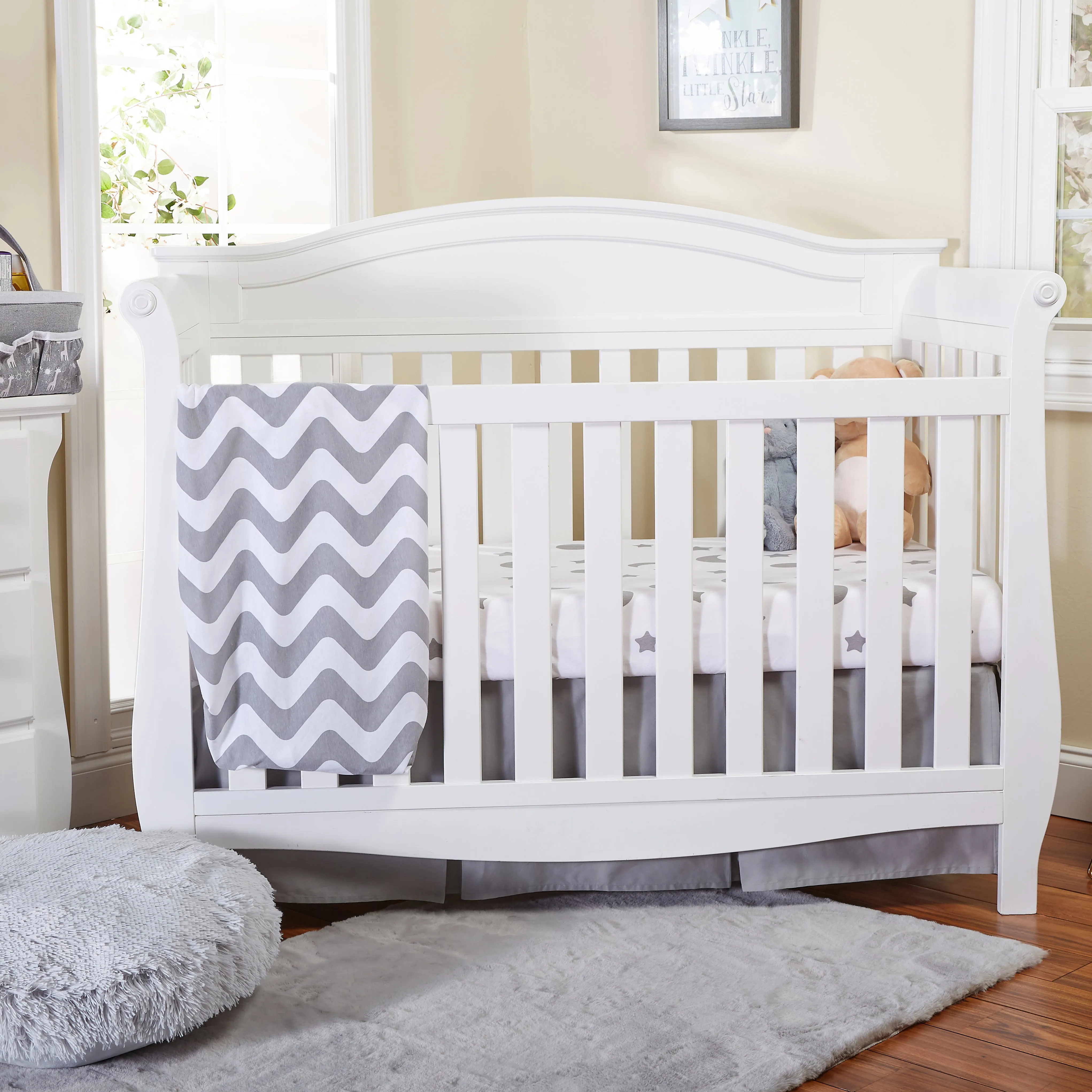 Gray/White Chevron & Moon Stars 2 Pack Crib Sheet Set