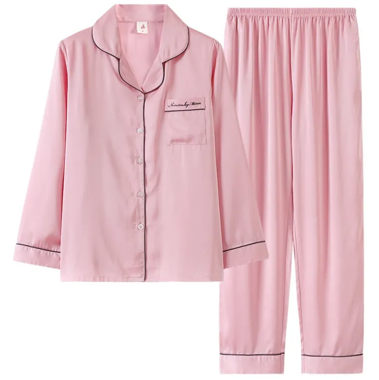 High Quality New Women's Pajamas Set Silk Like Sleepwear for women Satin nightie 2-piece nightwear set home wear