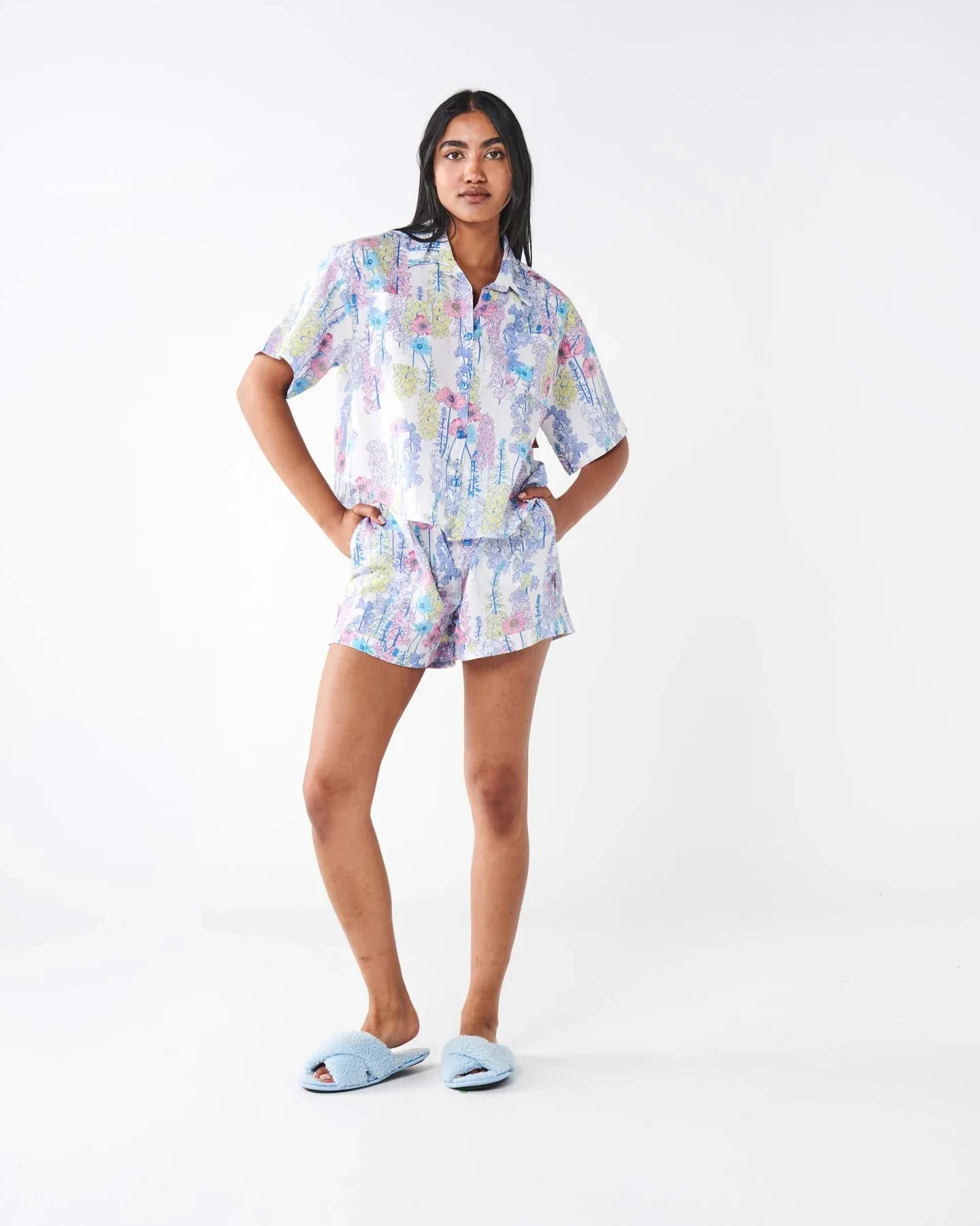 Kip & Co Foxglove Forever Organic Cotton Short Sleeve Shirt & Short Pyjama Set