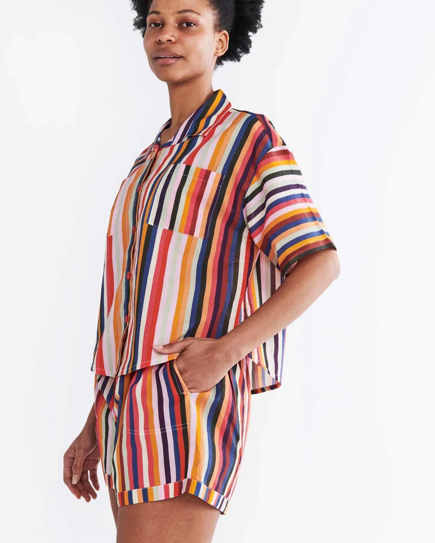 Kip & Co x The Vista Stripes Short Sleeve Shirt & Short Pyjama Set