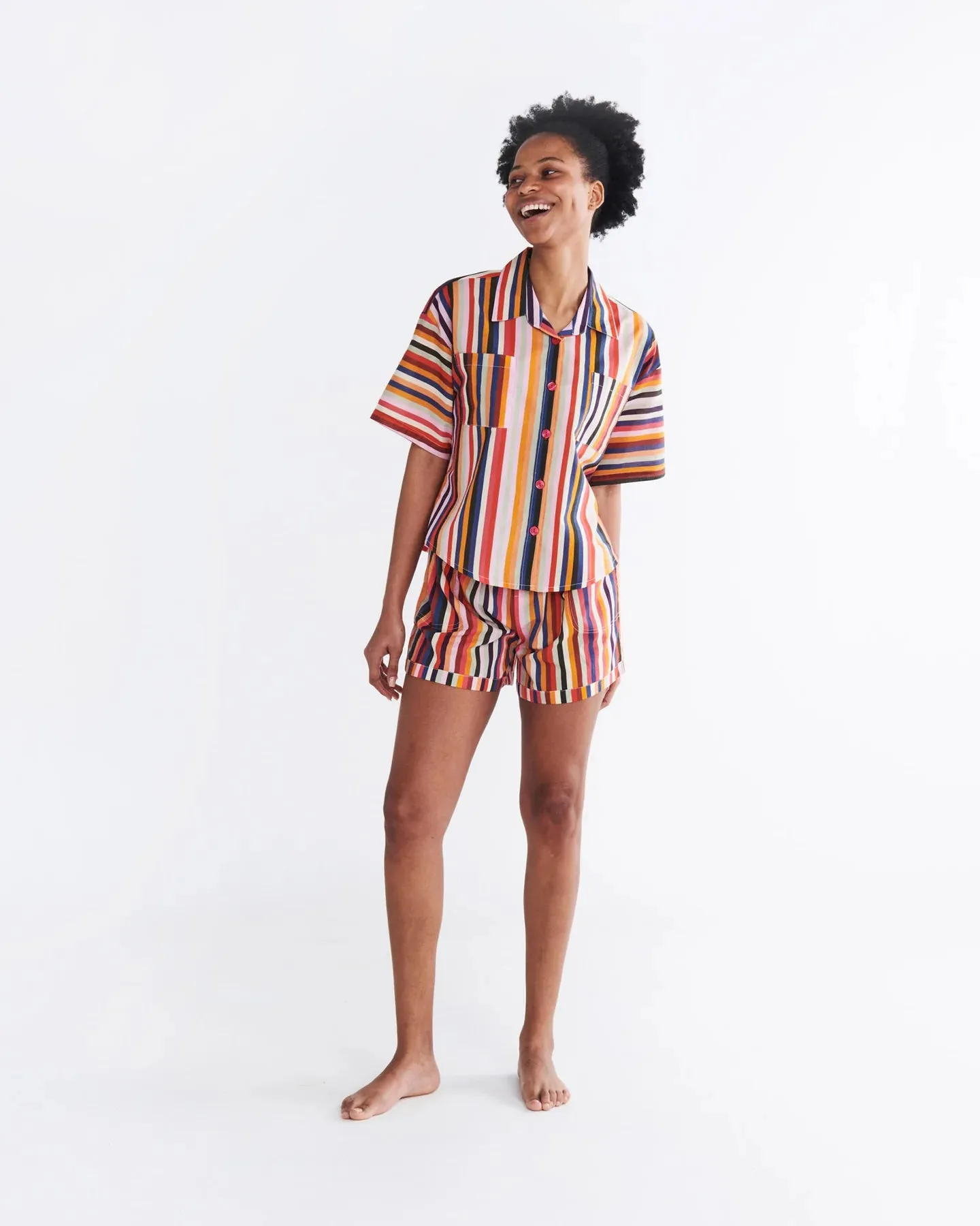 Kip & Co x The Vista Stripes Short Sleeve Shirt & Short Pyjama Set