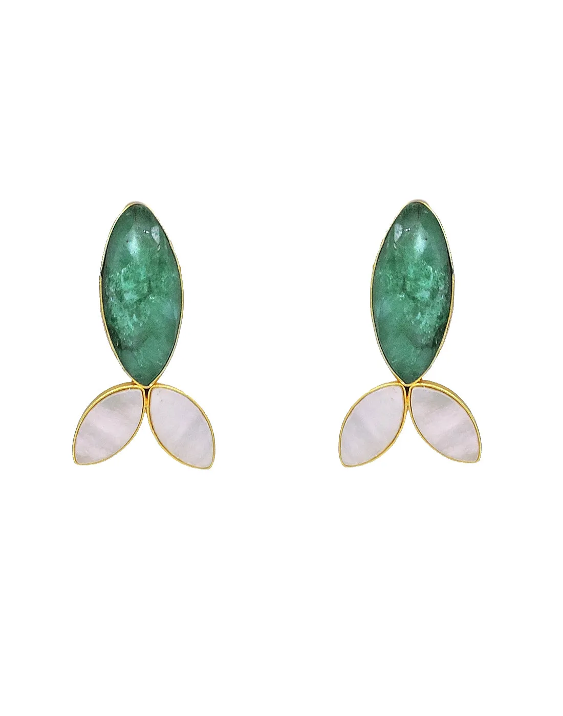 Leaf Pearl Earrings | Blue & Green