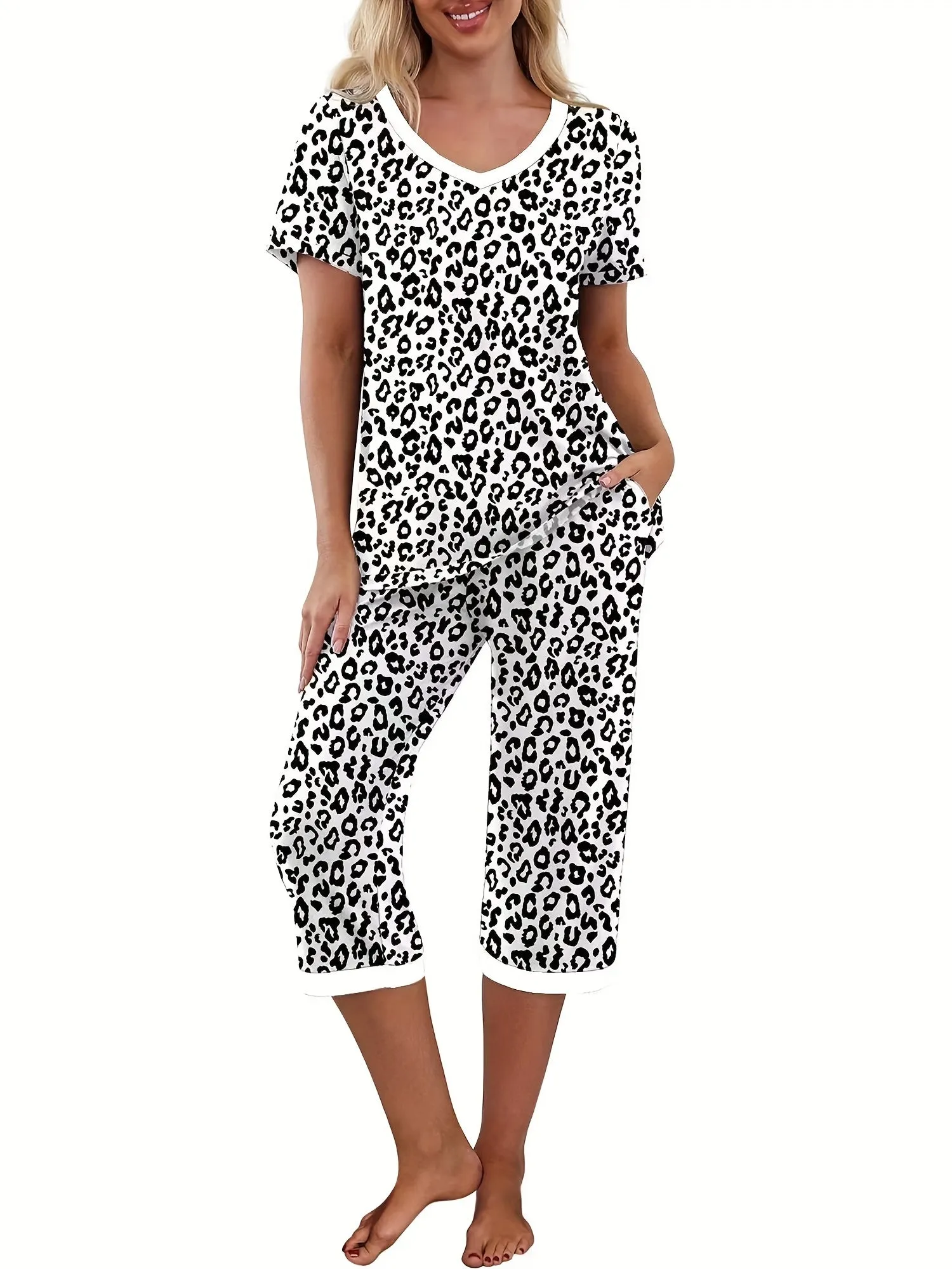 Leopard Print Lounge Set Stylish Womens Loungewear  Sleepwear