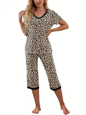 Leopard Print Lounge Set Stylish Womens Loungewear  Sleepwear