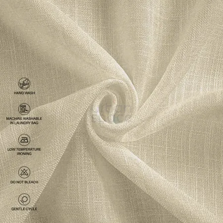 Linen textured Sheer Curtain for Living Room , Curtain for Bedroom, Pack of 2 Curtains - Taupe