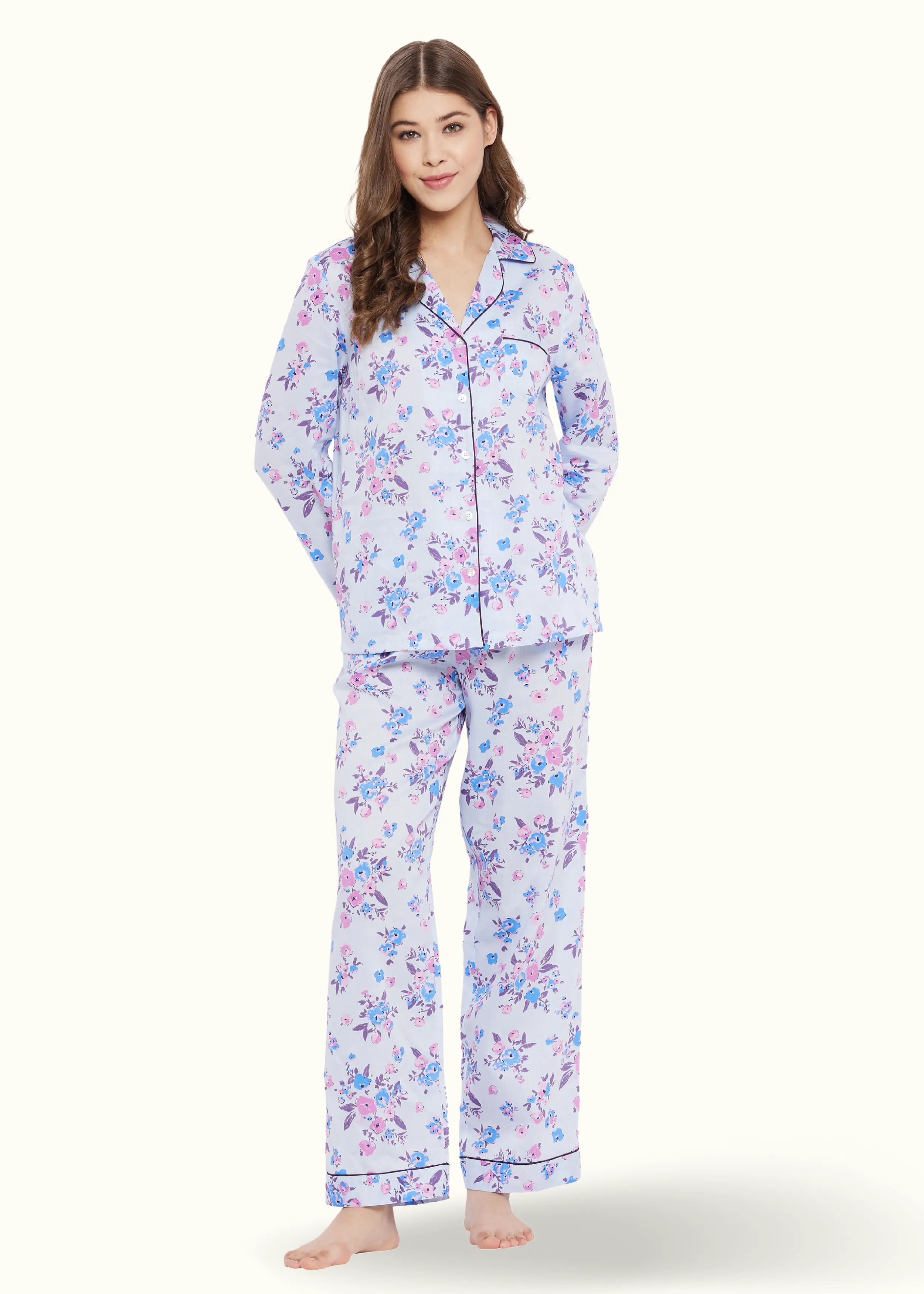 Lyla Cotton Satin Woven Printed Pajama Set