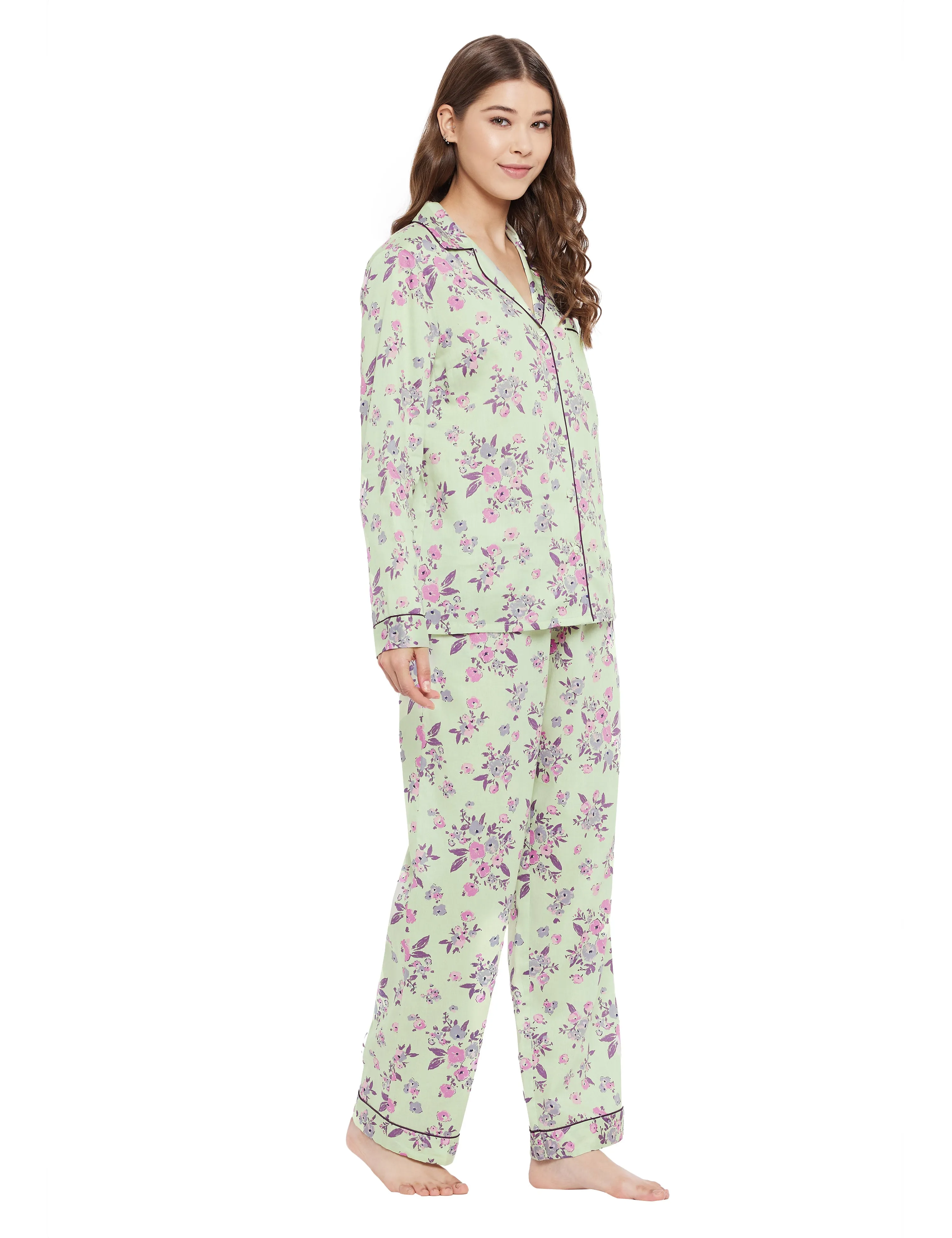 Lyla Cotton Satin Woven Printed Pajama Set