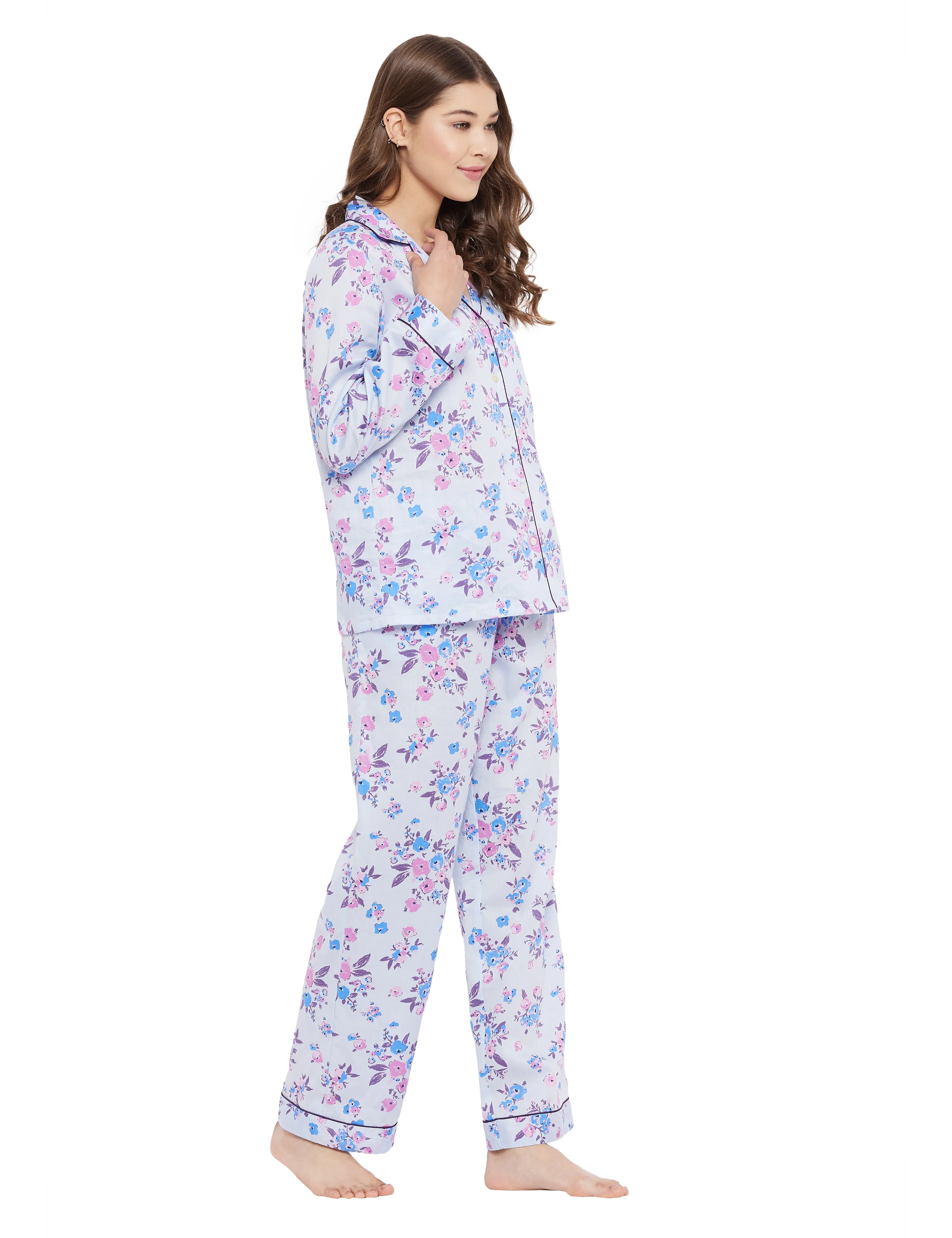 Lyla Cotton Satin Woven Printed Pajama Set