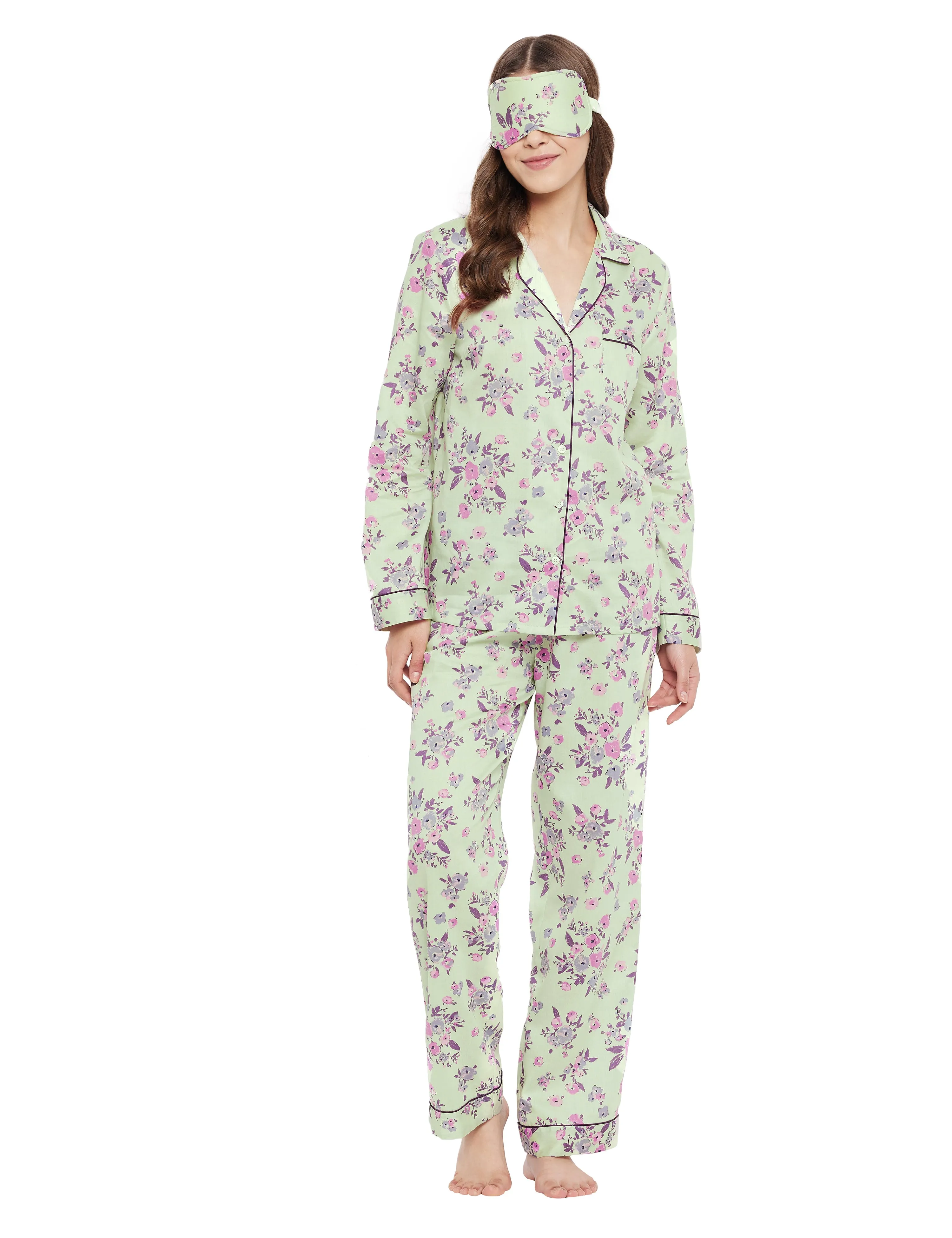 Lyla Cotton Satin Woven Printed Pajama Set