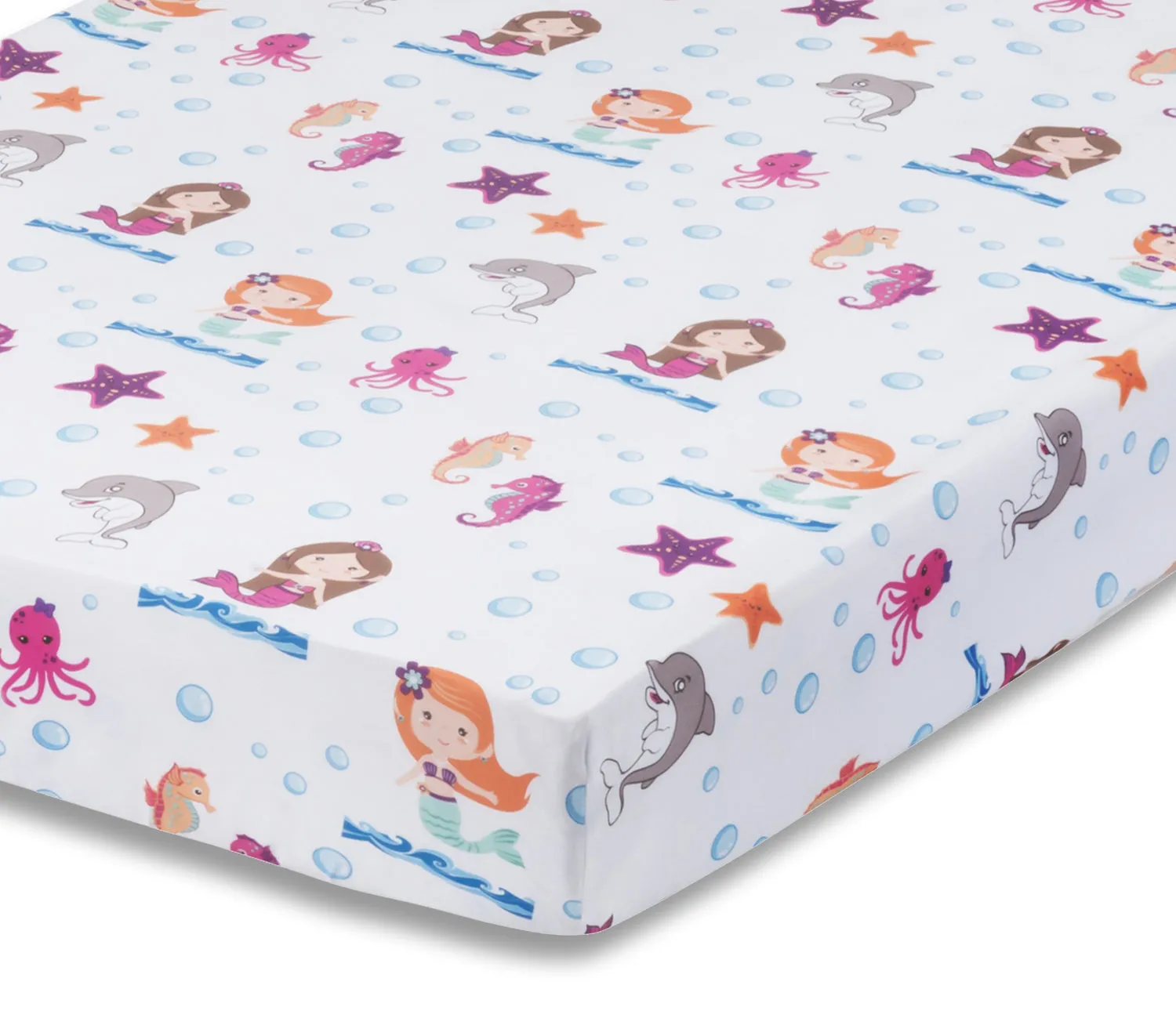 Mermaid/Aqua 2-Pack Fitted Crib Sheet