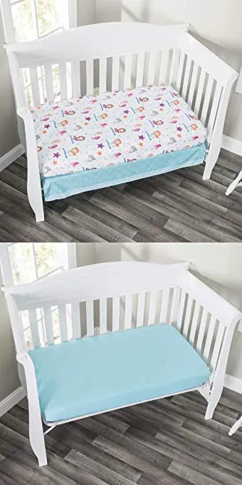 Mermaid/Aqua 2-Pack Fitted Crib Sheet