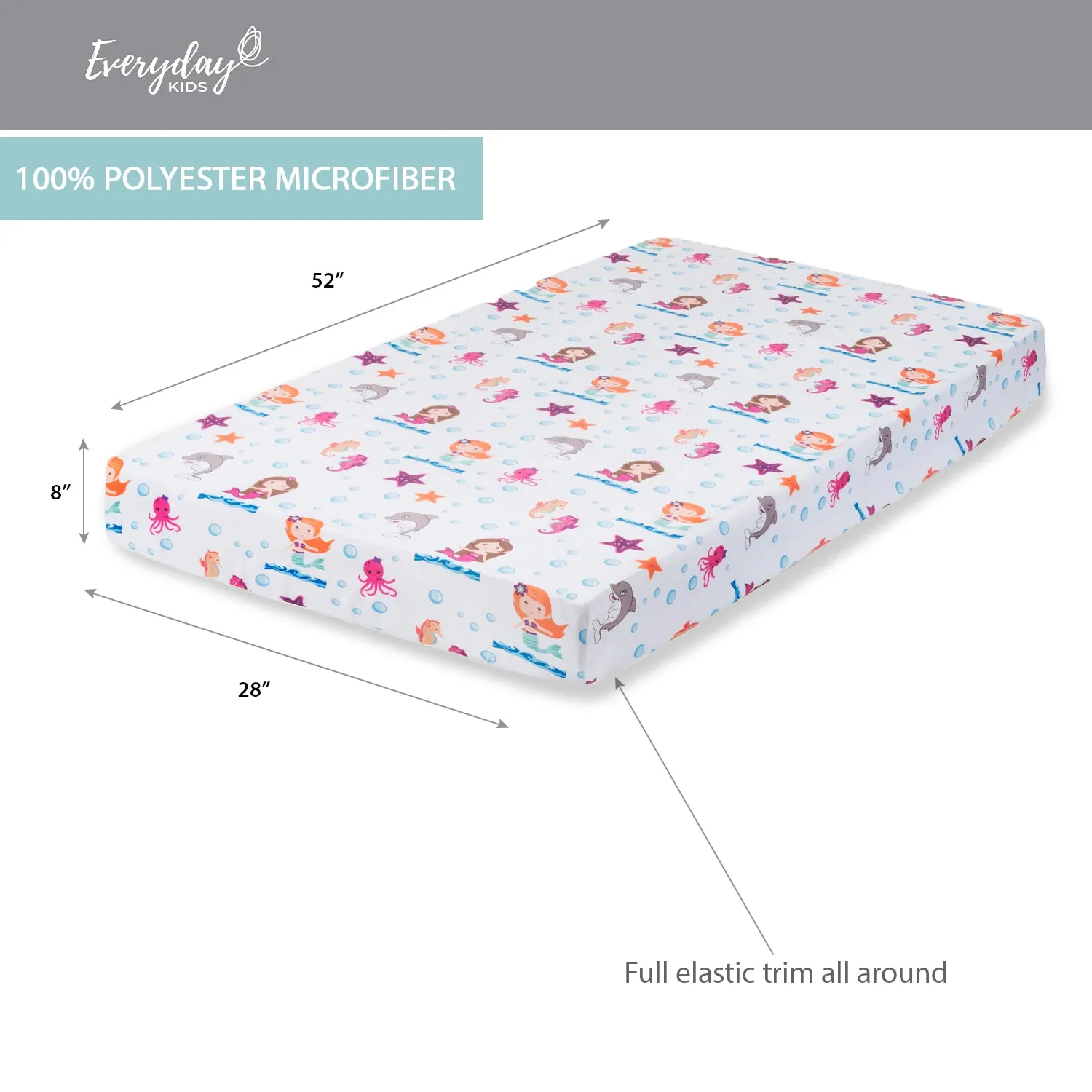 Mermaid/Aqua 2-Pack Fitted Crib Sheet