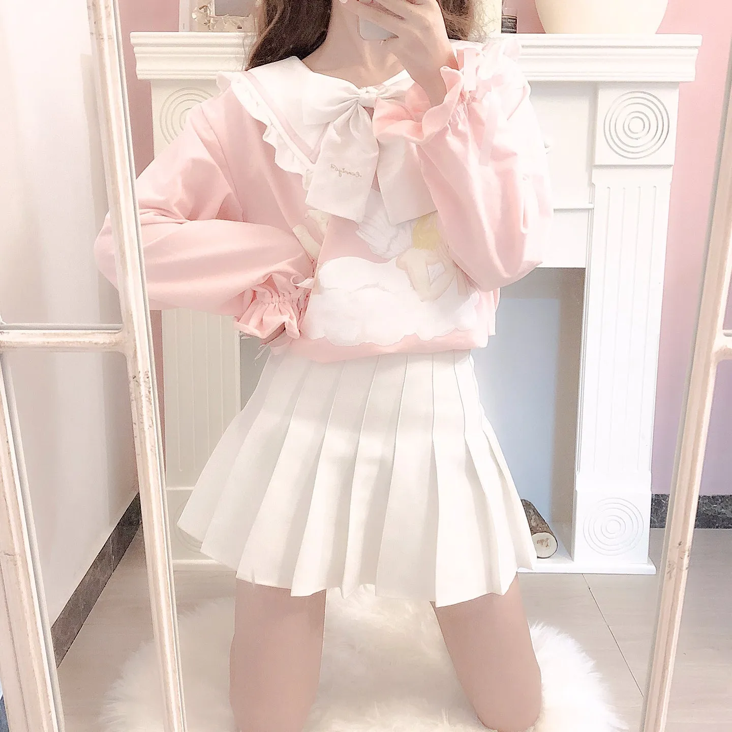 [Mid Season sale ] You are like an angel sailor babydoll hoodie dress