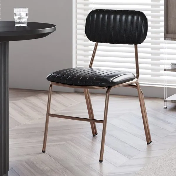 Modern Dining Chairs with Faux Leather Upholstered & Metal Frame