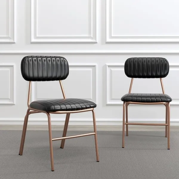 Modern Dining Chairs with Faux Leather Upholstered & Metal Frame