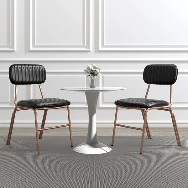 Modern Dining Chairs with Faux Leather Upholstered & Metal Frame