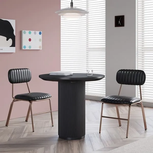 Modern Dining Chairs with Faux Leather Upholstered & Metal Frame