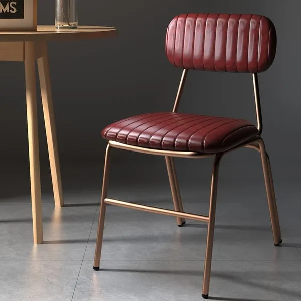 Modern Dining Chairs with Faux Leather Upholstered & Metal Frame