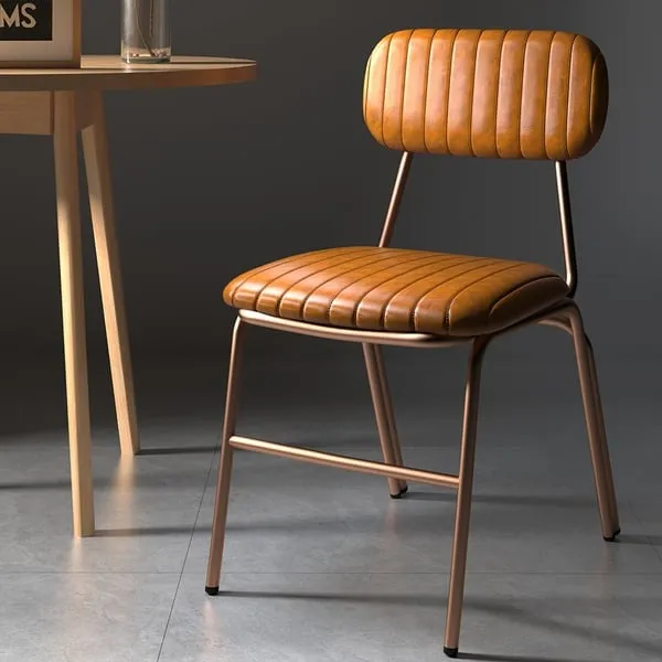 Modern Dining Chairs with Faux Leather Upholstered & Metal Frame