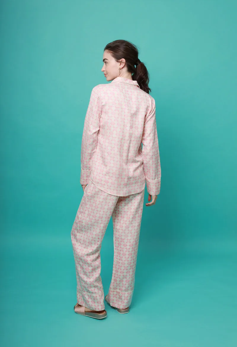 Mulberry Silk Pyjamas - Jaipur Pink. Please note that pieces purchased in our Archive Sale can't be refunded. We are happy to offer an exchange, if we have the stock available or a credit note.