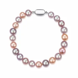 Multicolor Freshwater Pearl Bracelet, 6-9mm Silver