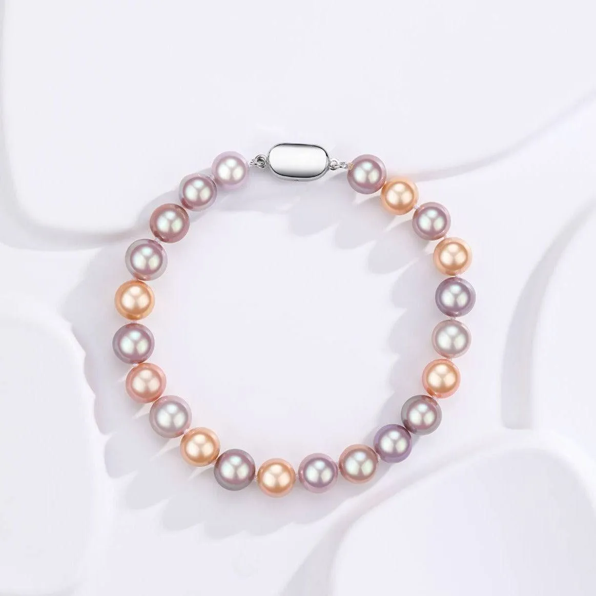 Multicolor Freshwater Pearl Bracelet, 6-9mm Silver