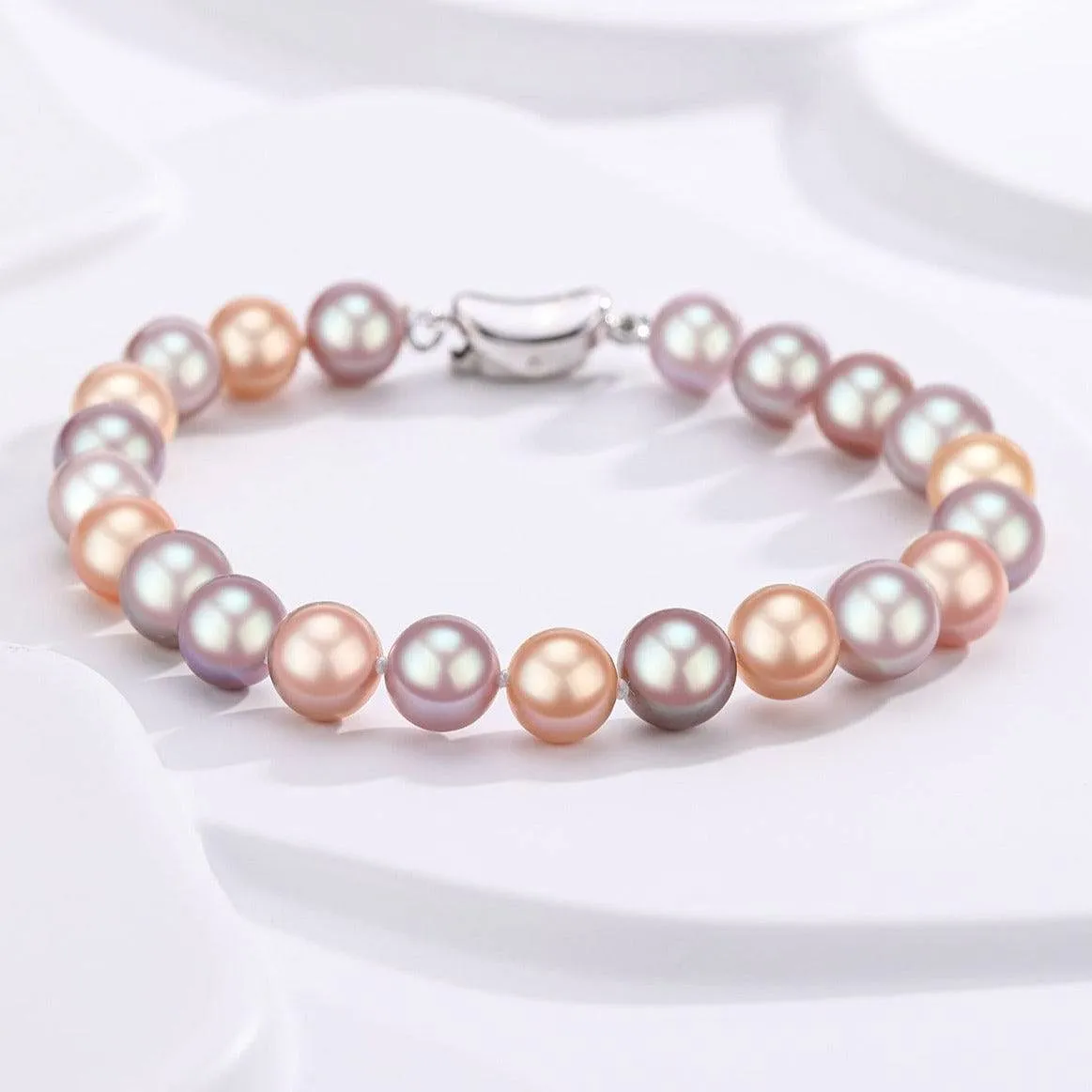 Multicolor Freshwater Pearl Bracelet, 6-9mm Silver