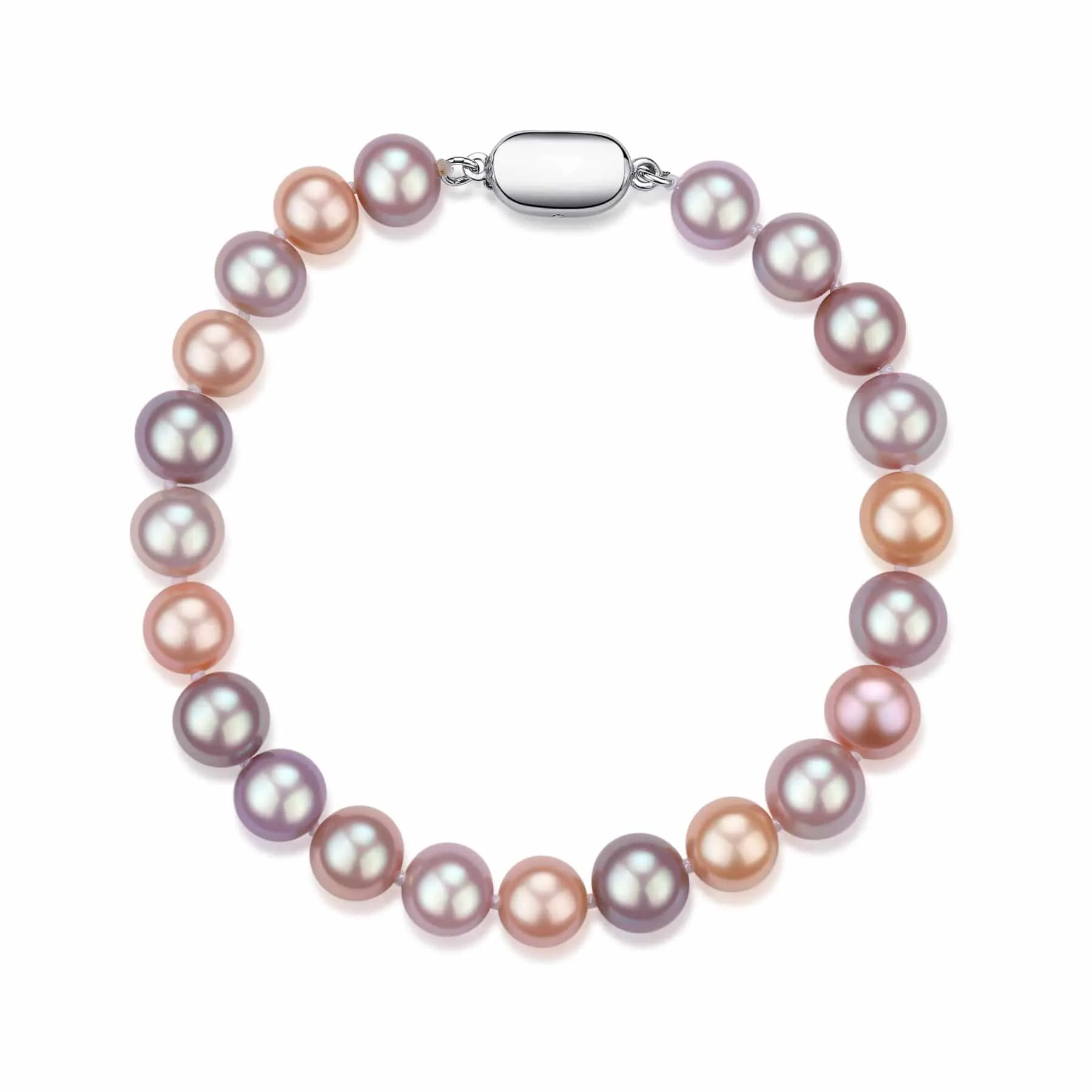 Multicolor Freshwater Pearl Bracelet, 6-9mm Silver