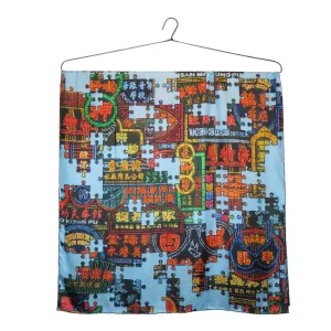 'Nathan Road Puzzle' Silk Scarf, Large