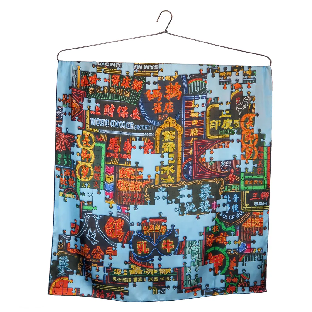 'Nathan Road Puzzle' Silk Scarf, Large