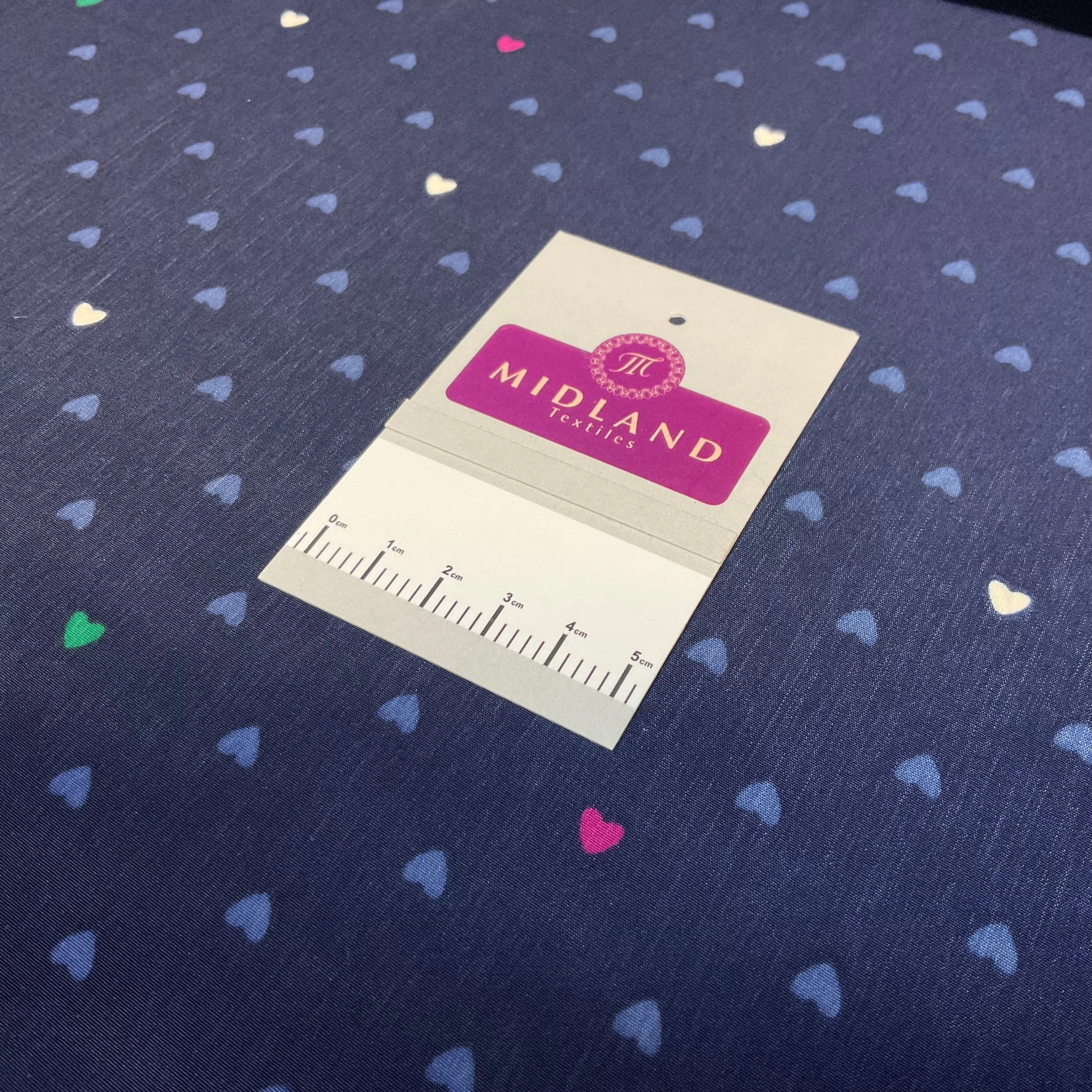 Navy Peach-skin Crepe Small Hearts Polka dot spot Printed Dress fabric 140cm width M1400-39