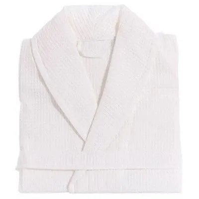 New - S/M Waffle Weave Unisex Bathrobe White - Linum Home Textiles