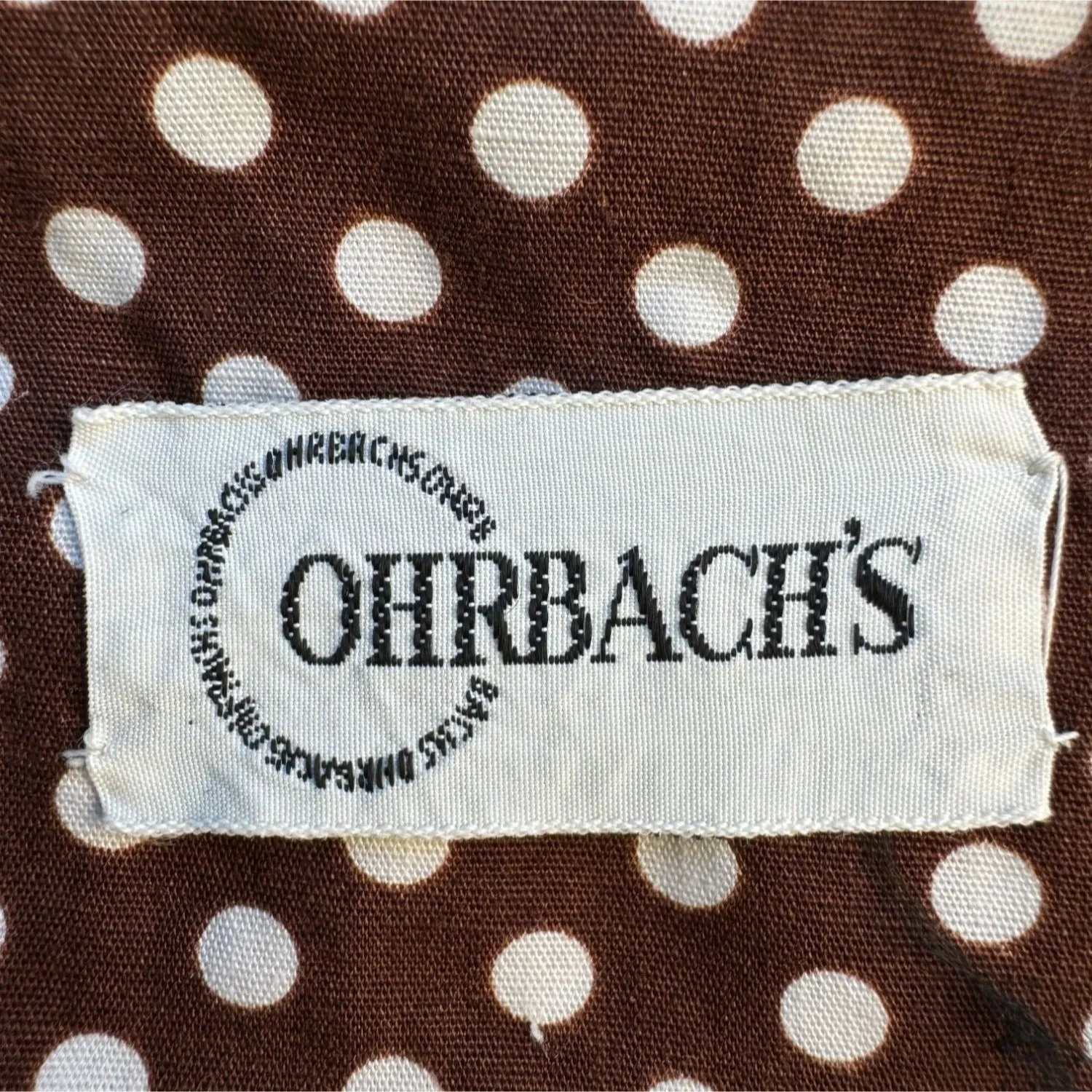 Ohrbach's Vintage Men's Brown White Retro Polka Dot Lightweight Grandpa Robe - S