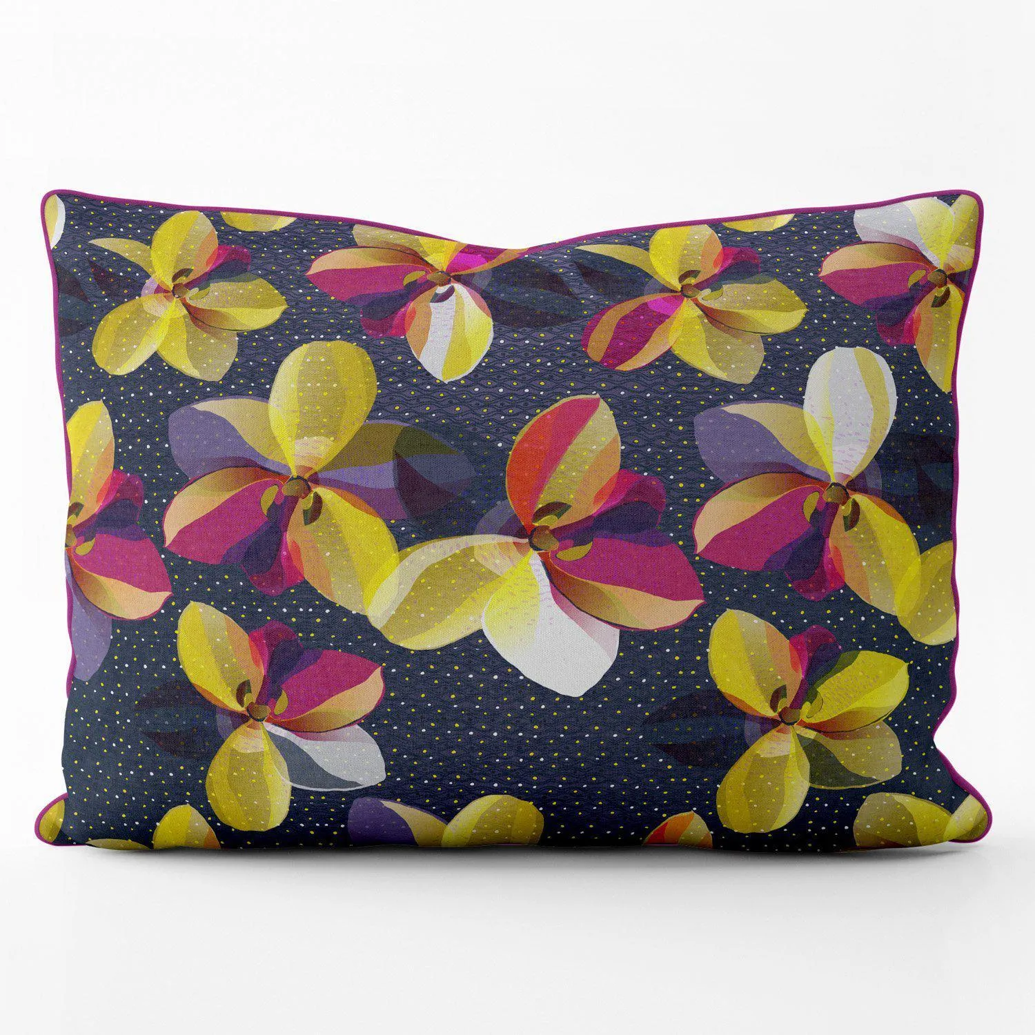 Oriental Orchids (Purple) - Funky Art Cushion - FOG - House Of Turnowsky Pillows