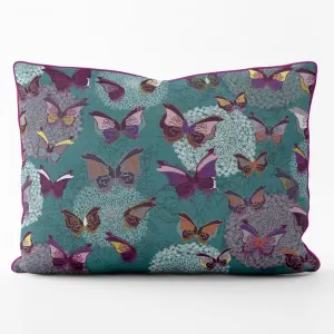 Paper Butterflies (Green) - Funky Art Cushion - FOG - House Of Turnowsky Pillows