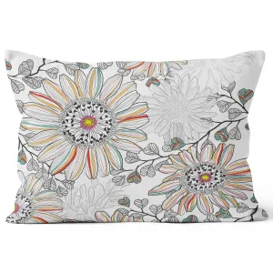 Passionflower Stripes (White) - Funky Art Cushion - Paradise Garden - House Of Turnowsky Pillows