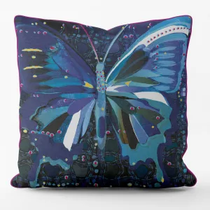 Patchwork Butterfly (Purple) - Funky Art Cushion - FOG - House Of Turnowsky Pillows