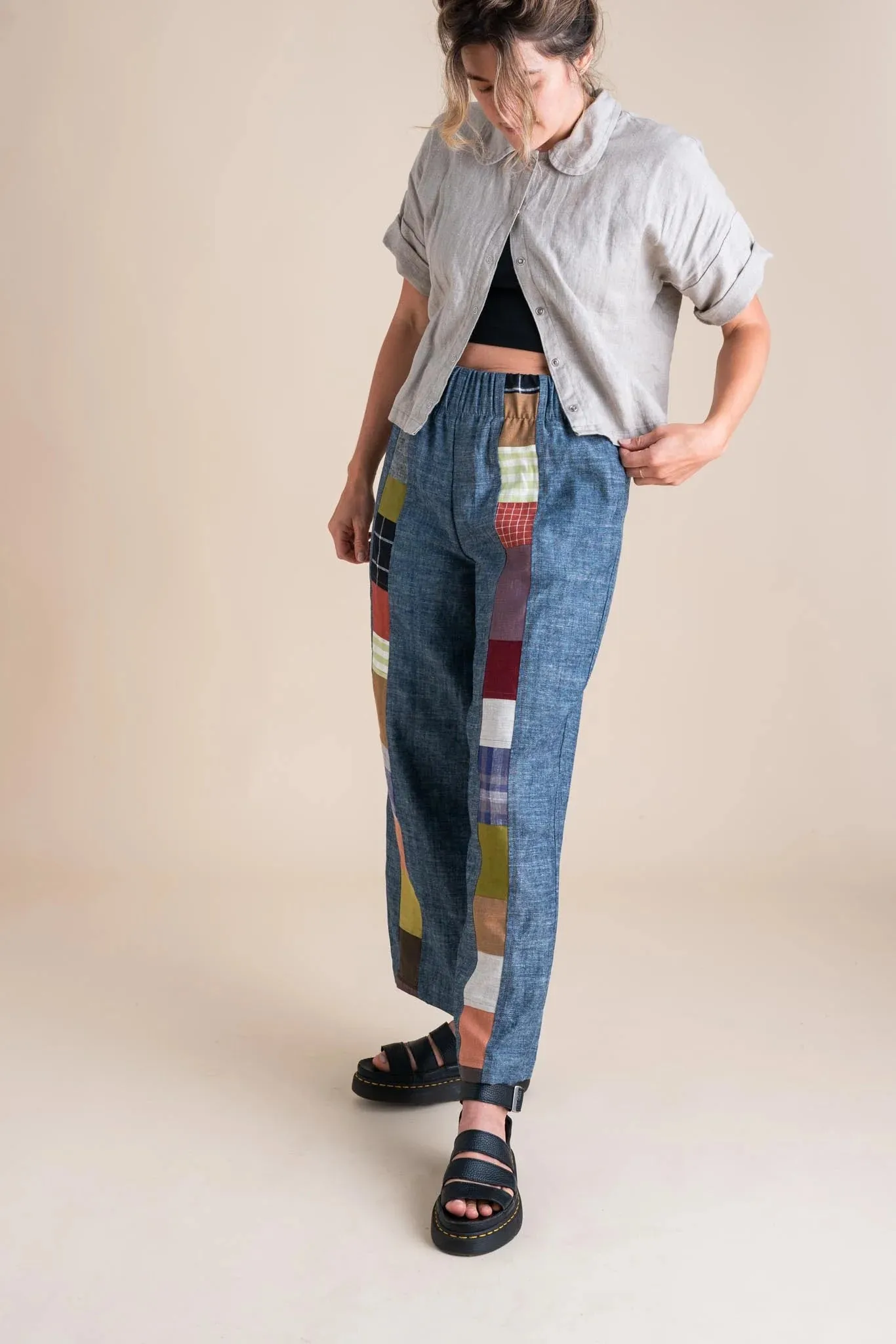 Patchwork Sunset Pants - Indigo Chambray